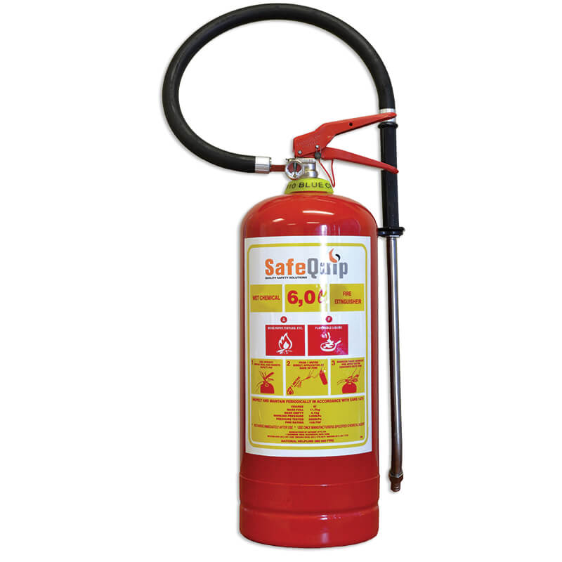 6L wet chemical fire extinguisher for commercial kitchens. Product image courtesy of SafeQuip.